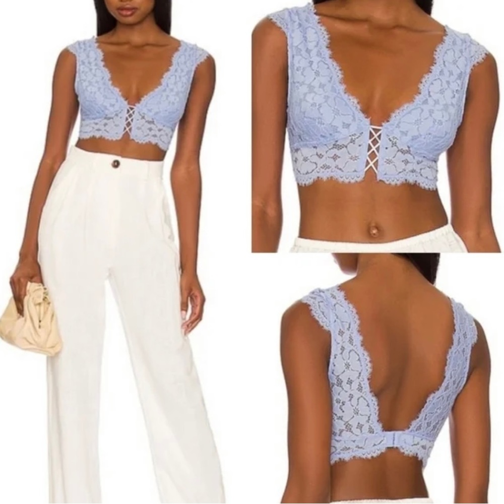 NWT Free People In The Cloud Longline Bralette in Cornflower - XL